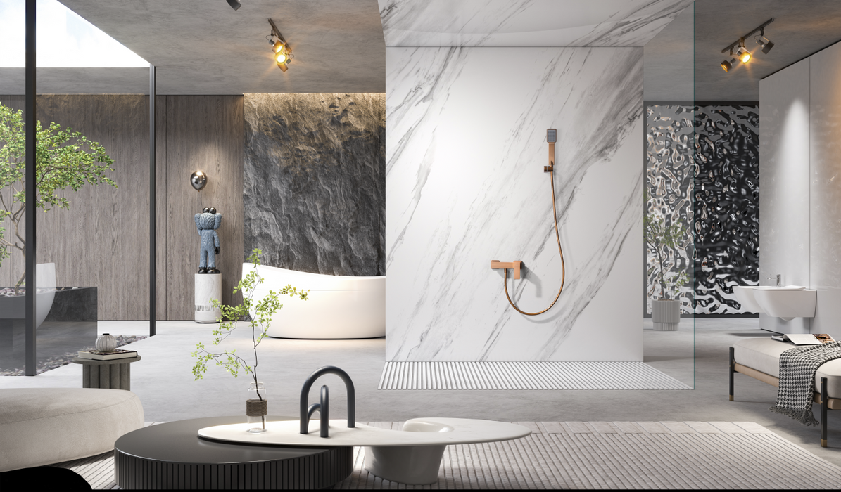 IMEX BDP048-5ORC PISA Kit Ducha Monomando Oro Rosa Cepillado
