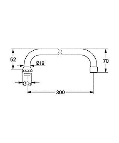 GROHE 13 034 000 Caño Tubular Girat. en U Atlanta 300 mm