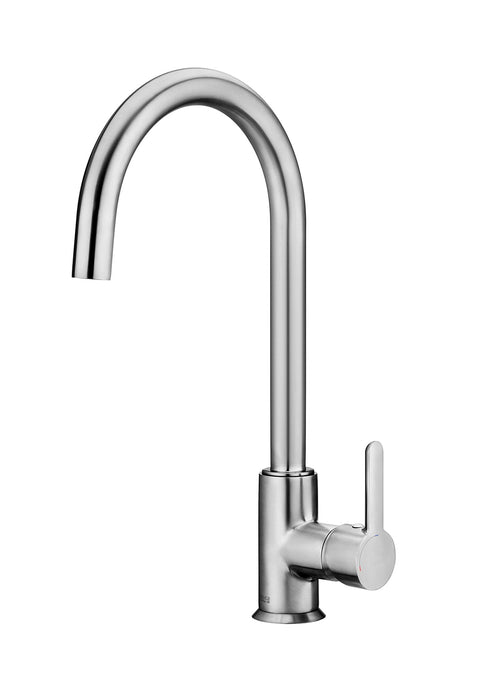 ROCA A5A7409CM0 MENCIA Grifo Monomando Cocina Caño Giratorio Cold Start. Platino Cepillado. Mate