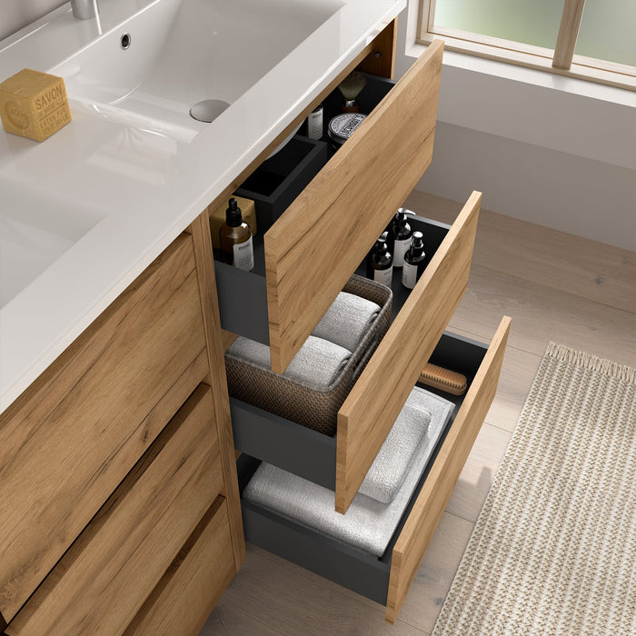 SALGAR NOJA Mueble de Baño con Lavabo 3 Cajones Color Roble África