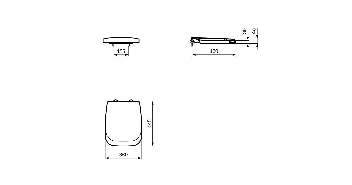 IDEAL STANDARD T663801 VENTUNO Tapa Asiento Caída Amortiguada