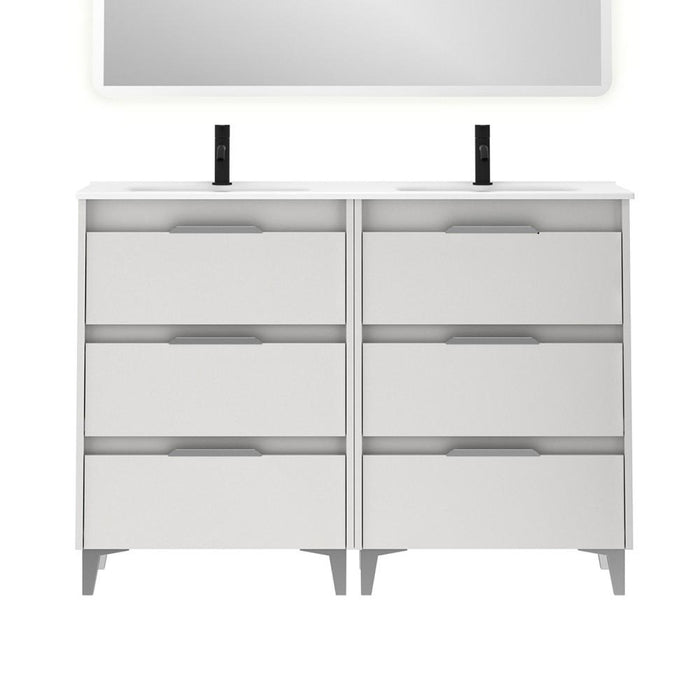 AMIZUVA C0073823 SUKI Mueble de Baño con Lavabo 6 Cajones 120 cm Blanco Brillo