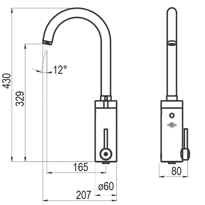 PRESTO 79331 Theo Elec cocina caño curvo Cromo