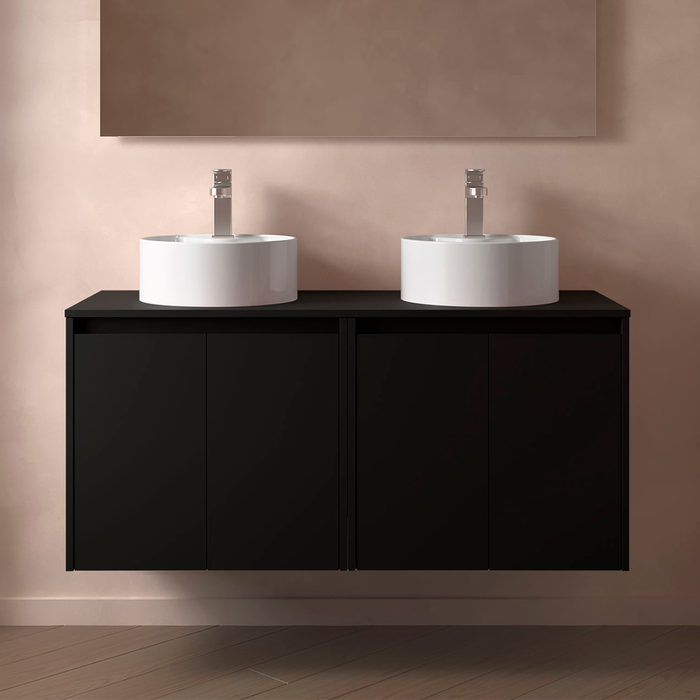 SALGAR 105572 NOJA Mueble de Baño con Tapa Encimera 4 Puertas 140 cm Color Negro Mate