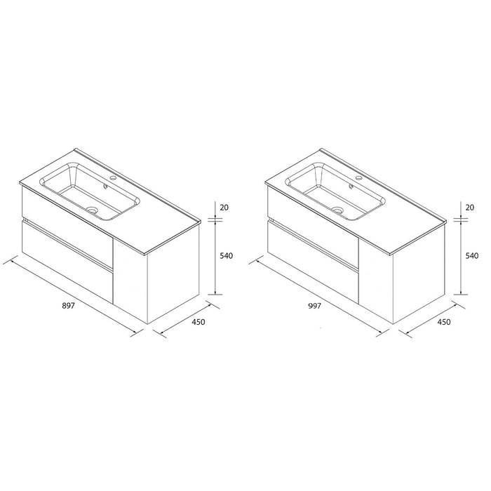 SALGAR BEQUIA Mueble de Baño con Lavabo 2 Cajones 1 Puerta Derecha Blanco Mate