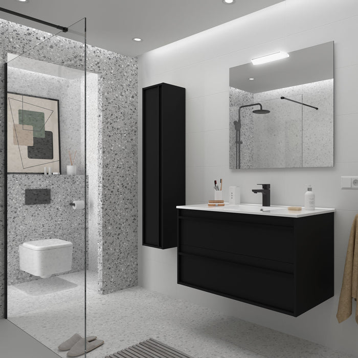 SALGAR ATTILA Conjunto Mueble de Baño Completo Negro Mate