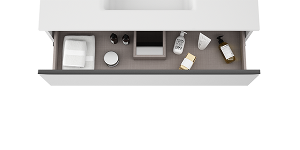 VISOBATH GRANADA Conjunto Mueble de Baño Completo 3 Cajones Color Blanco Ada Mate Tirador Negro