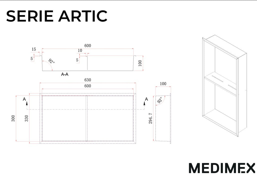 MEDIMEX HOR003/BL ARTIC Hornacina Con Estante 33x63 Blanco Mate