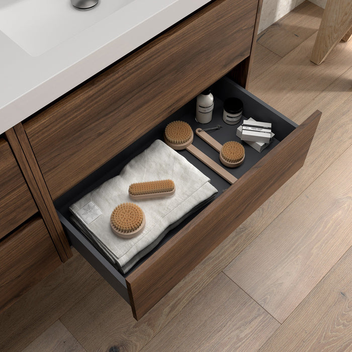 SALGAR NOJA 910 Mueble de Baño con Tapa Encimera 2 Cajones 1 Puerta Derecha Color Nogal Maya