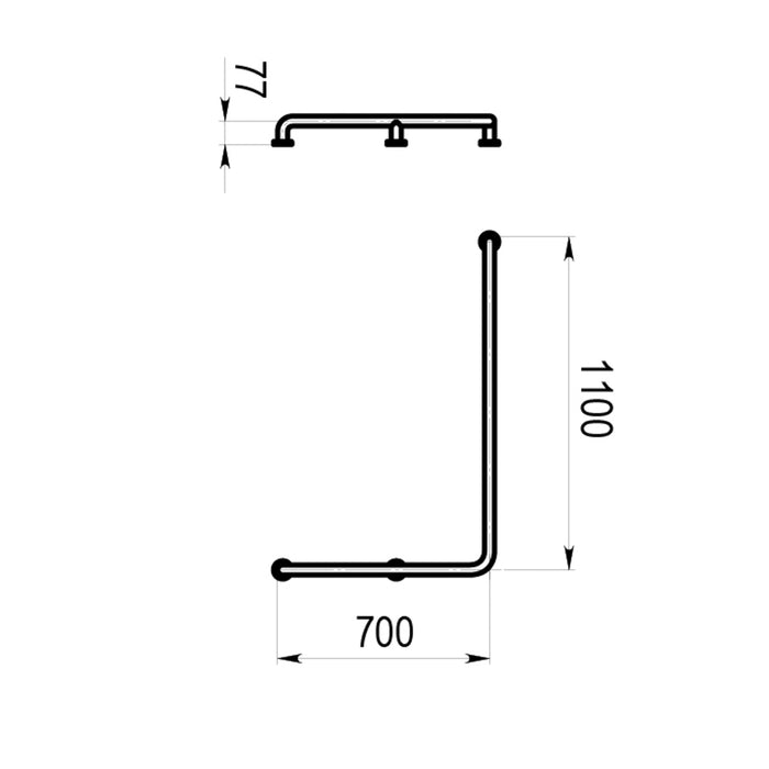PRESTO 78163 Barra de apoyo ángulo larga izquierda Inox