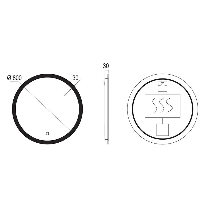 OXEN 409604 Espejo Led  20w Redondo Pefil Negro De 80 Cm 6000k