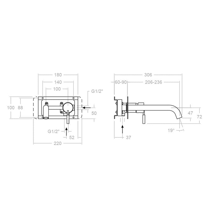 RAMONSOLER 752003 ATICA Monomando Empotrado Para Lavabo Caño 24 cm