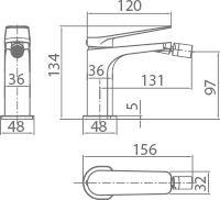 IMEX BDN047-2OC NÁPOLES Monomando Bidé Oro Cepillado