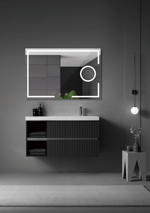 LEDIMEX MALT016/80 MALTA Espejo LED Cuadrado Luz Frontal Cromo 80x80 cm