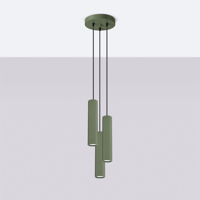 SOLLUX SL.1614 KARBON Lámpara Colgante 3p Verde Oliva