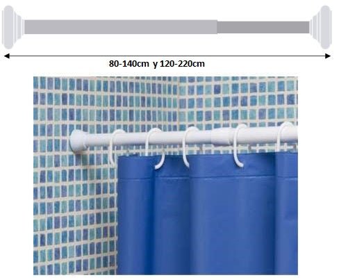 ARCOBAÑ 30BCBE80  Barra Cortina Blanca Extensible 80-140cm