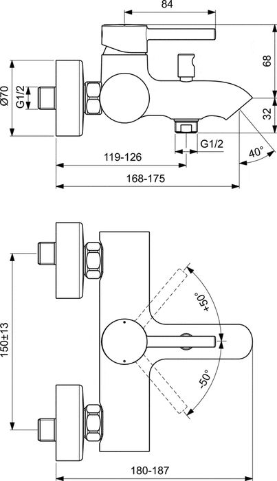 IDEAL STANDARD BC199AA CERALINE Grifo Monomando Baño Ducha Exterior