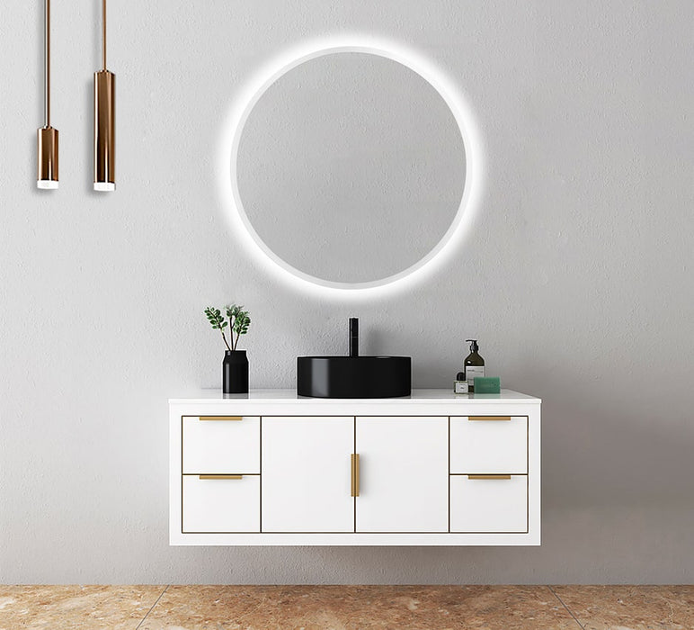 LEDIMEX BELG003/60 BELGICA Espejo LED Redondo Contorno Arenado Cromo 60 cm