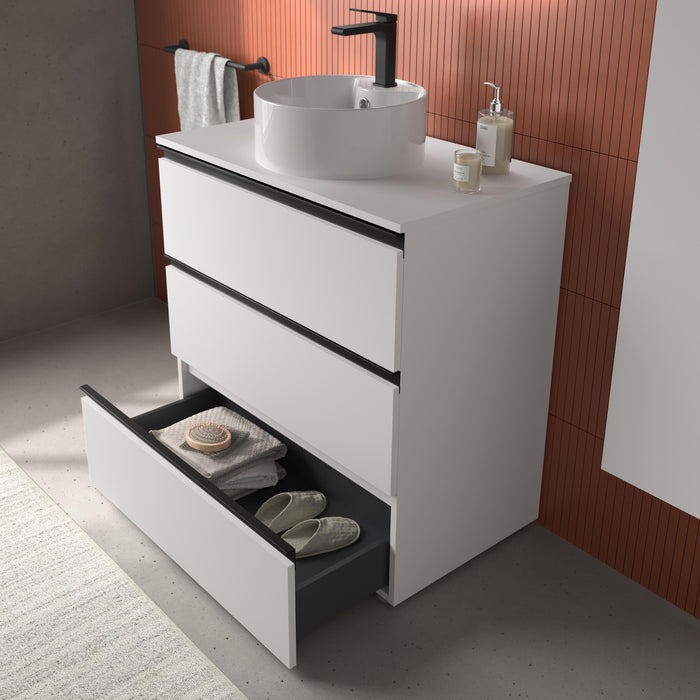 SALGAR BEQUIA METAL Mueble 3C Lavabo sobre encimera 120 cm Blanco Mate