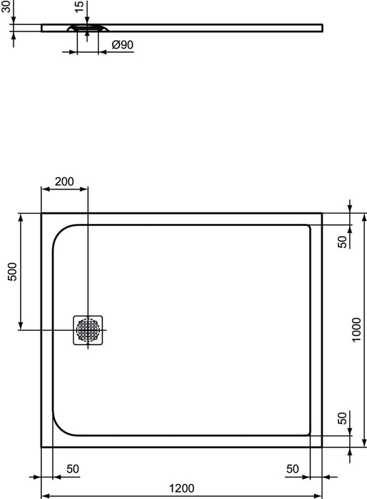 IDEAL STANDARD K8232FR ULTRAFLAT-S Plato De Resina 120x100 Blanco