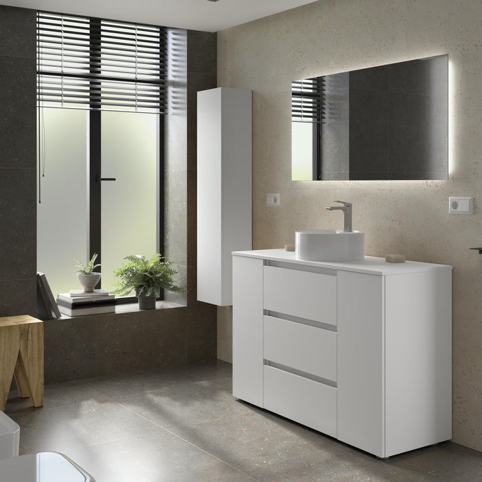 SALGAR BEQUIA PLUS Mueble 3C Lavabo sobre encimera 120 cm Blanco Mate