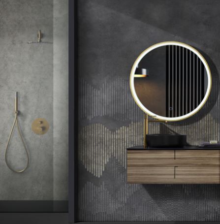 LEDIMEX PARI020/70OC PARIS Espejo LED Redondo Luz Frontal Oro Cepillado 70 cm