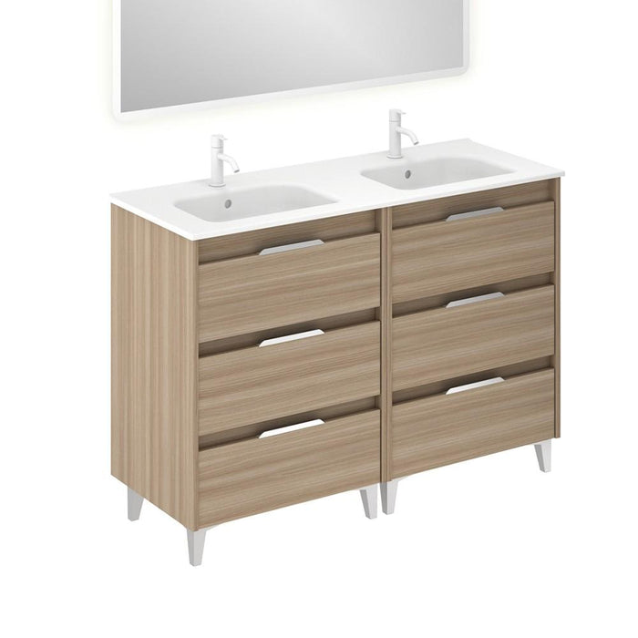 AMIZUVA C0073827 SUKI Mueble de Baño con Lavabo 6 Cajones 120 cm Nogal Arenado