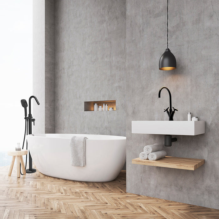 RAMONSOLER 918503DNM ADAGIO Grifo Monomando de Columna para Baño-Ducha Con Equipo de Ducha Negro Mate