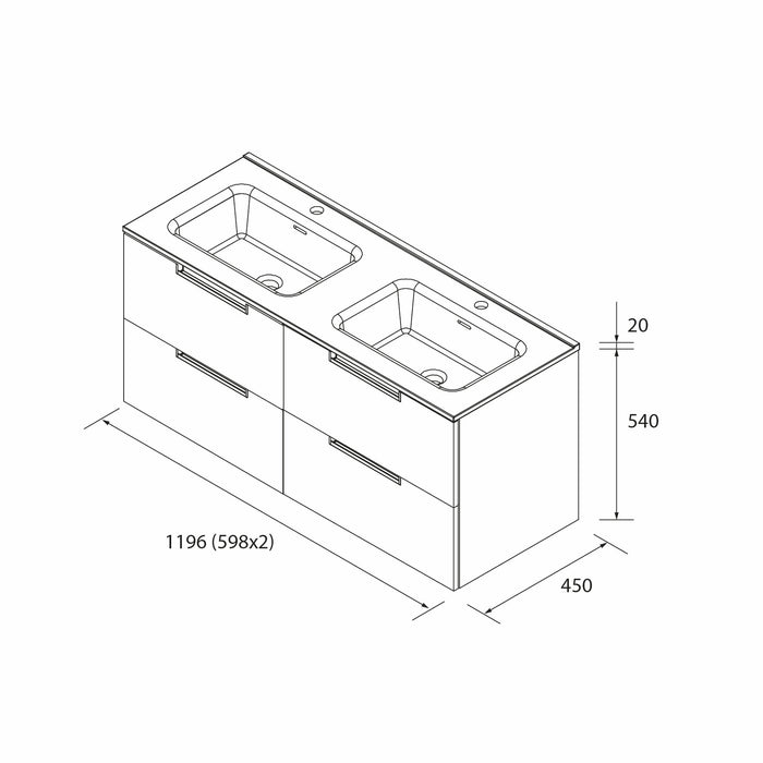 SALGAR 121981 LENI Mueble+Lavabo IBON 2 Senos 120cm Gris mate