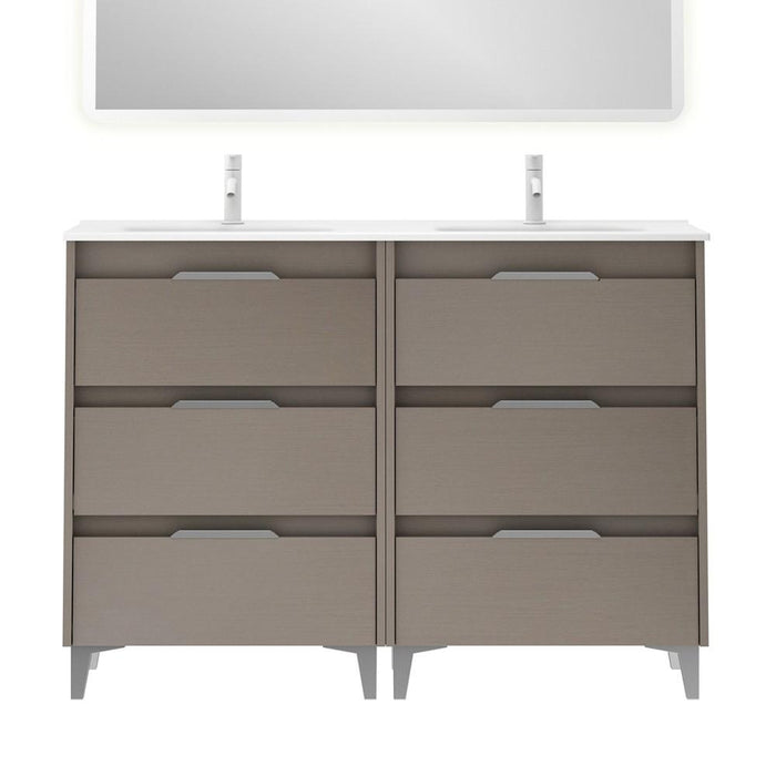 AMIZUVA C0073826 SUKI Mueble de Baño con Lavabo 6 Cajones 120 cm Fumé Arenado