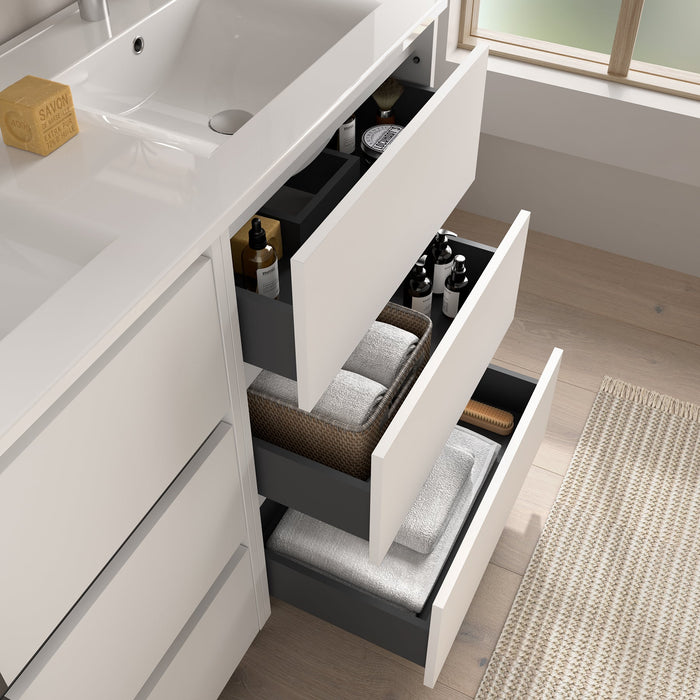 SALGAR 106287 NOJA Mueble de Baño con Lavabo 6 Cajones 120 cm Color Blanco Mate
