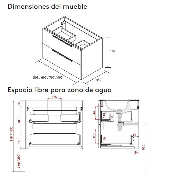 SALGAR LENI Mueble+Lavabo IBON Color Gris Mate