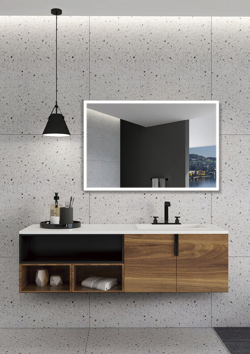 LEDIMEX SUIZ010/90NG SUIZA Espejo LED Cuadrado Luz Frontal Negro Mate 90x80 cm