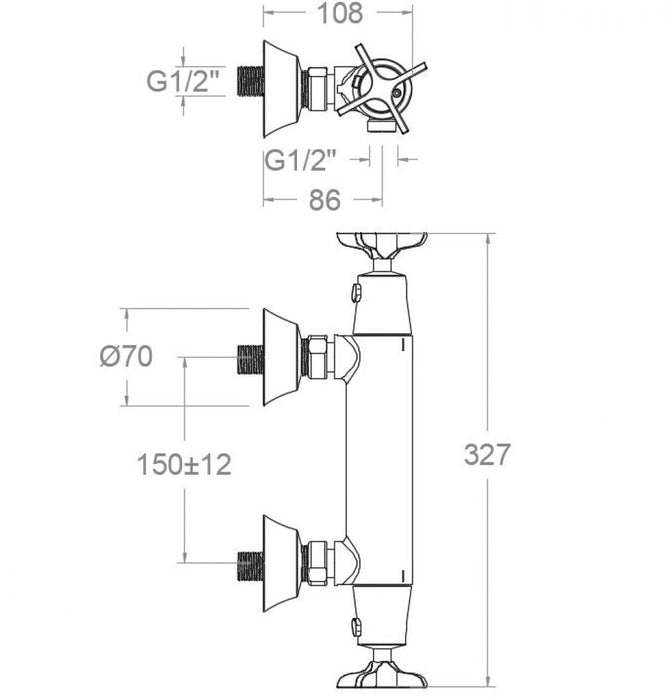 RAMONSOLER 913401SOC ADAGIO Grifo Bimando Termostático de Ducha Sin Equipo de Ducha Oro Cepillado