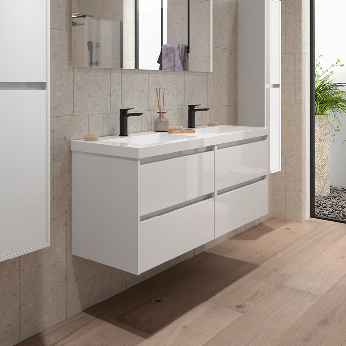 SALGAR 118471 NOJA Mueble+Lavabo 4 Cajones 140 cm Color Gris Satinado