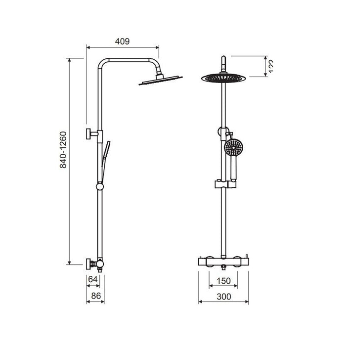 LLUVIBATH CO5000500S084030 CLEMENT Columna Ducha Negro Mate