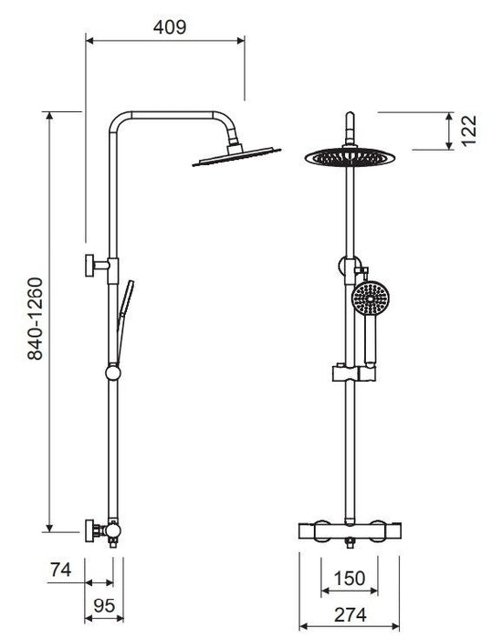 LLUVIBATH CO0290500S082027 PIPE Columna Ducha Termostática Negro Mate