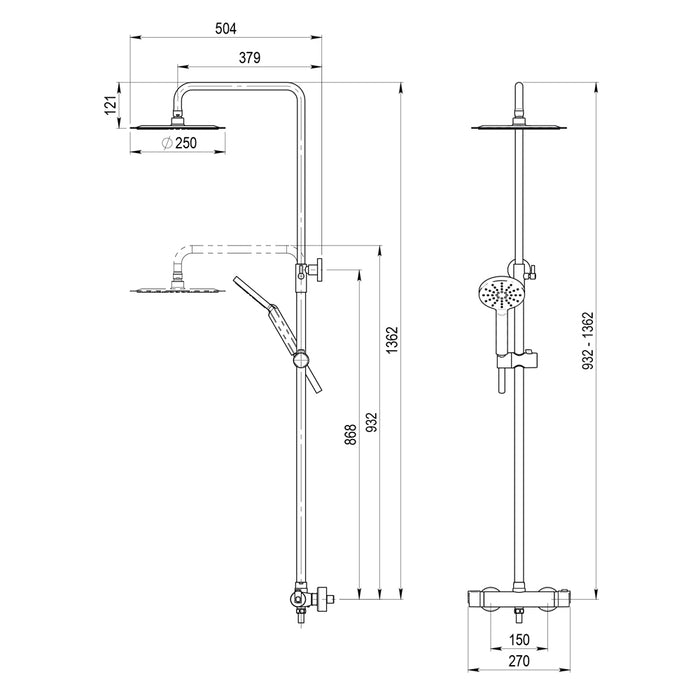 PRESTO 50049302 PYSA Grifo Ducha Termostática Con Columna Rociador 250 mm