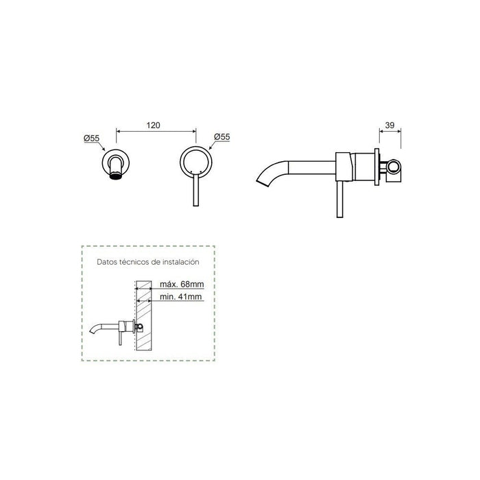 LLUVIBATH CS00912 CRONOS Grifo Lavabo Empotrado Cromo