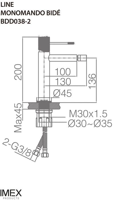 IMEX BDD038-2 LINE Grifo de Bidé Cromo
