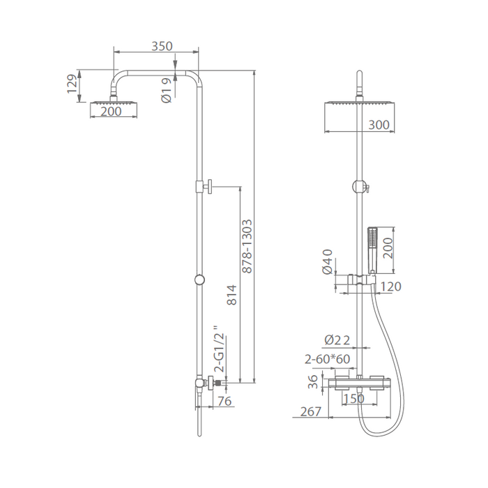 IMEX BTT064/NG TOSCANA-AREZZO Termostatico Conjunto Ducha Negro Mate