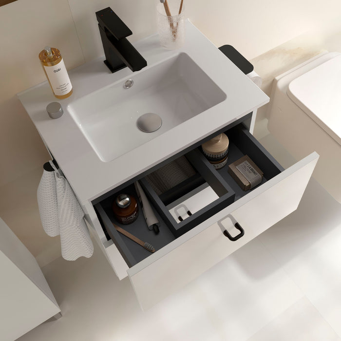 SALGAR INARA Mueble+Lavabo 2C Fondo Reducido Blanco Brillo