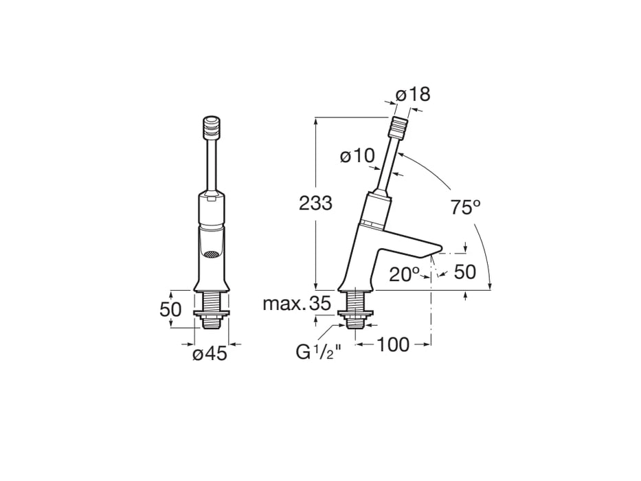 ROCA A5A4377C00 INSTANT Grifo Temporizado de Repisa Lavabo con Palanca Cromo
