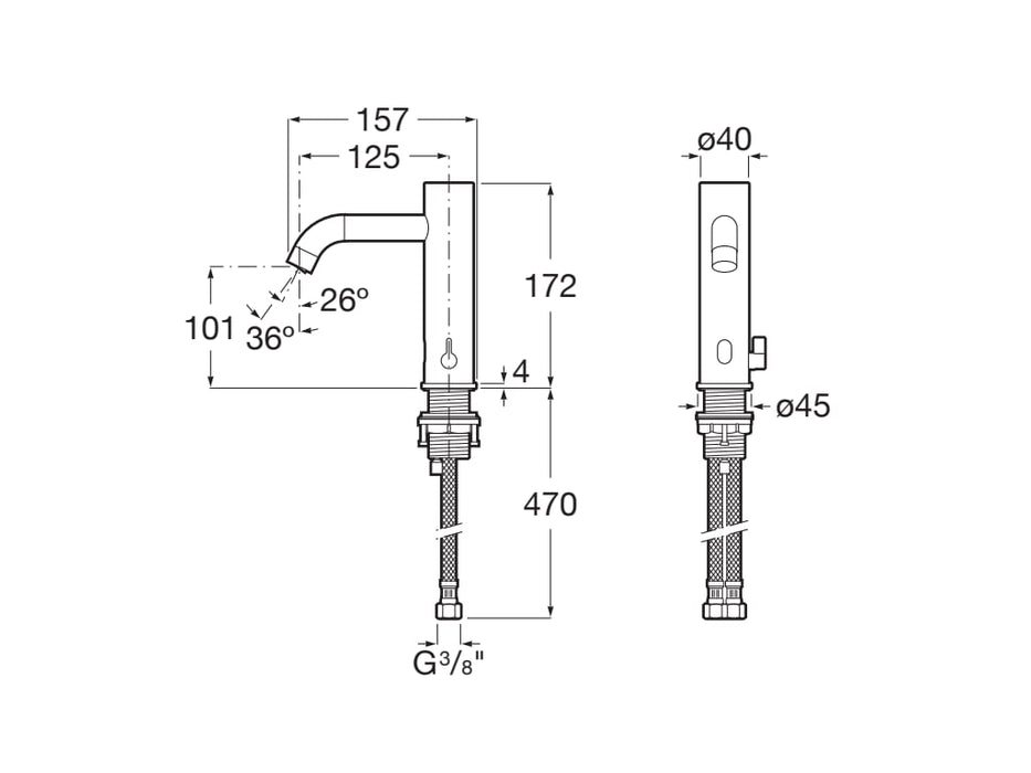 ROCA A5A539EC00 ONA-E Grifo Electrónico Lavabo Agua Premezclada Cromo