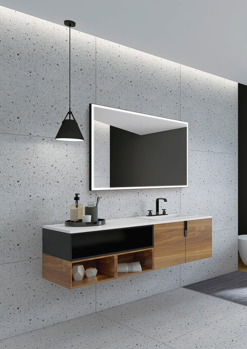 LEDIMEX SUIZ010/90NG SUIZA Espejo LED Cuadrado Luz Frontal Negro Mate 90x80 cm