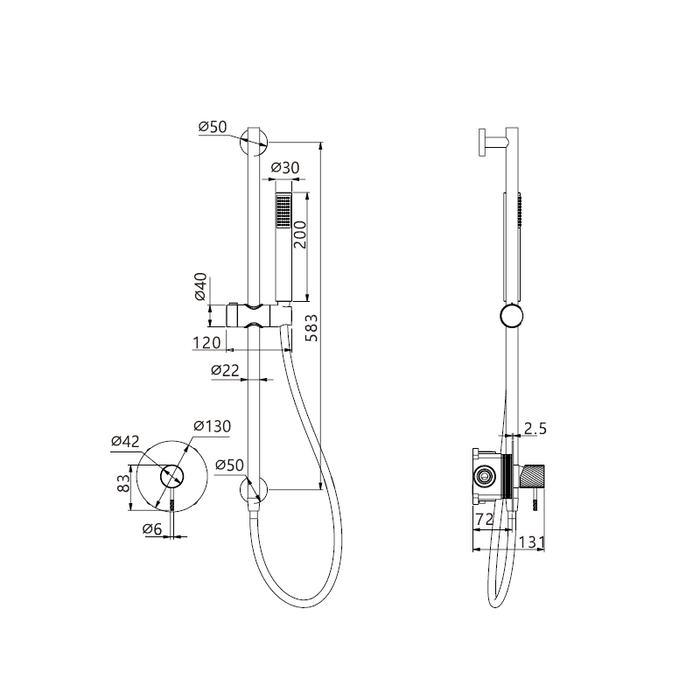 IMEX SMD038/OC LINE/TOP Conjunto Ducha Monomando Oro Cepillado