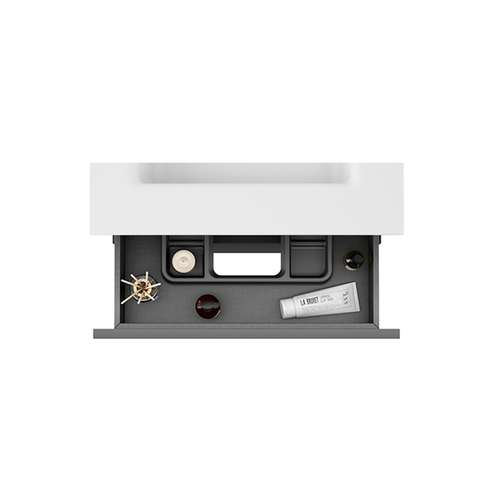 VISOBATH GRANADA Mueble de Baño con Lavabo Suspendido 2 Cajones Color Gris Ceniza Tirador Aluminio