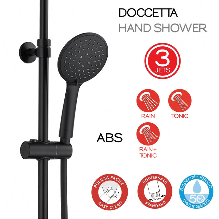 GEDY GYSC1025160 STAR PLUS Grifo Monomando Gran Ducha Telescópico Negro Mate