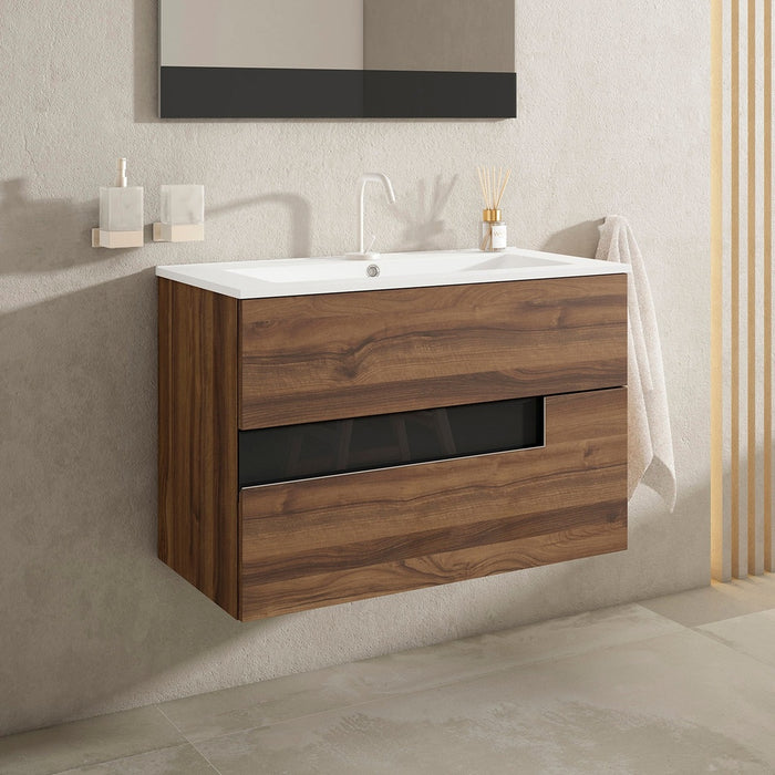 VISOBATH VISION Mueble de Baño con Lavabo 2 Cajones Color Valenti Negro