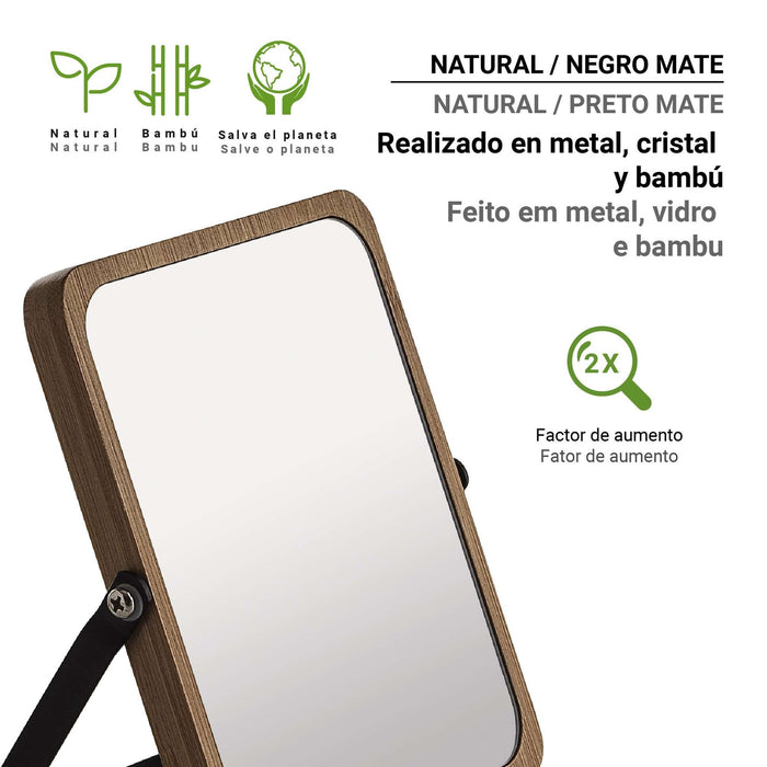 GEDY 21064100000 MIDORI Espejo de Aumento Aumento Natural y Negro Mate